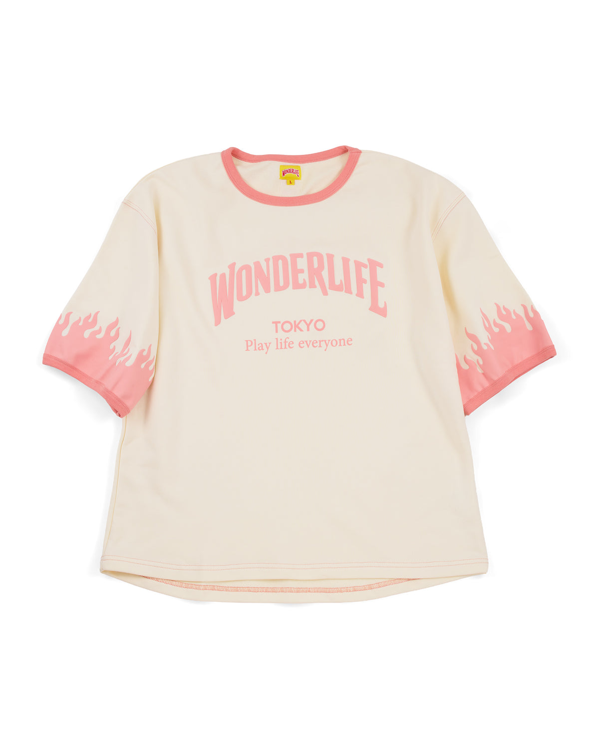 WONDER new logo T-shirt F(Ecru × Coral)