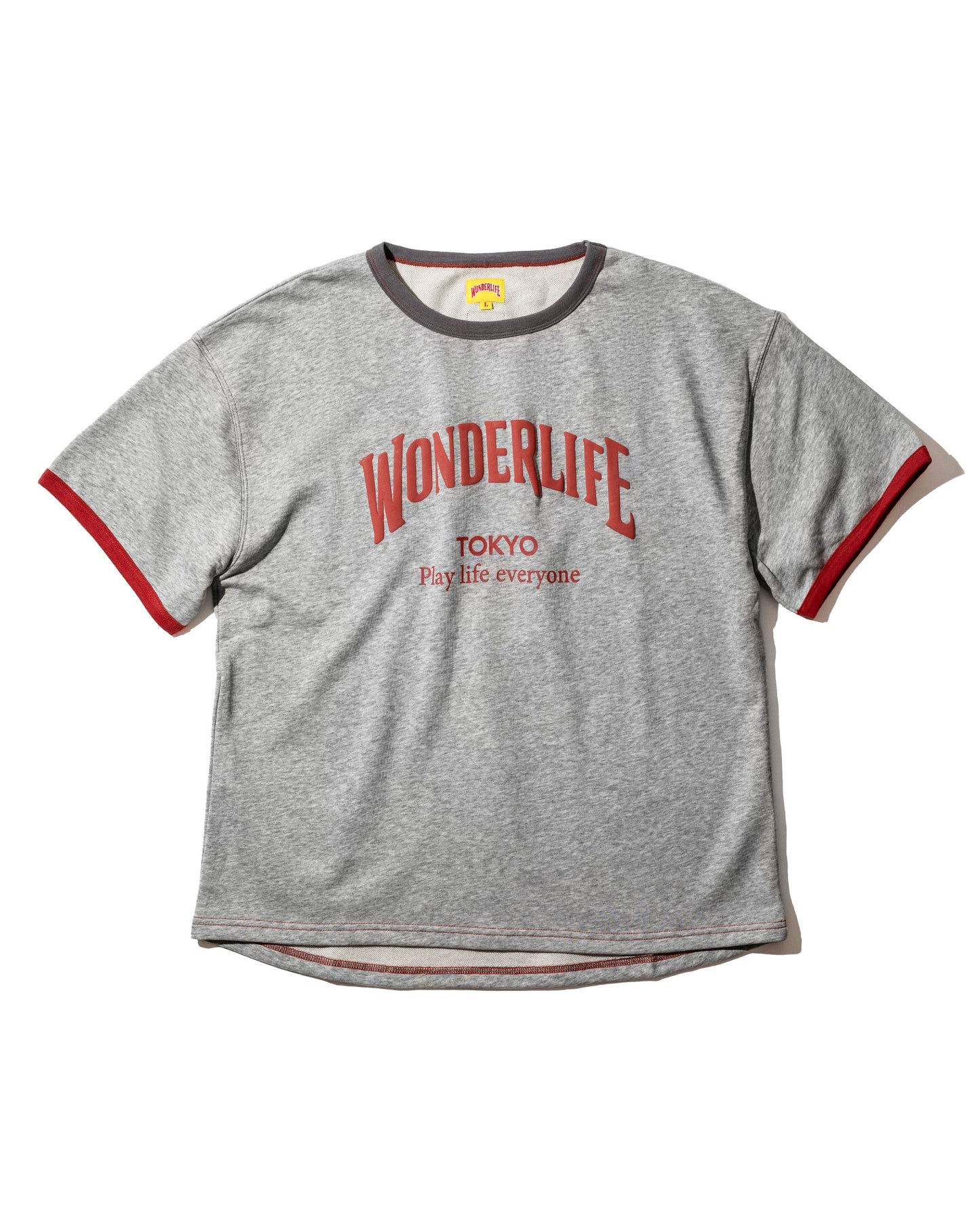 WONDER new logo T-shirt(グレー×ヴァーミリオン)