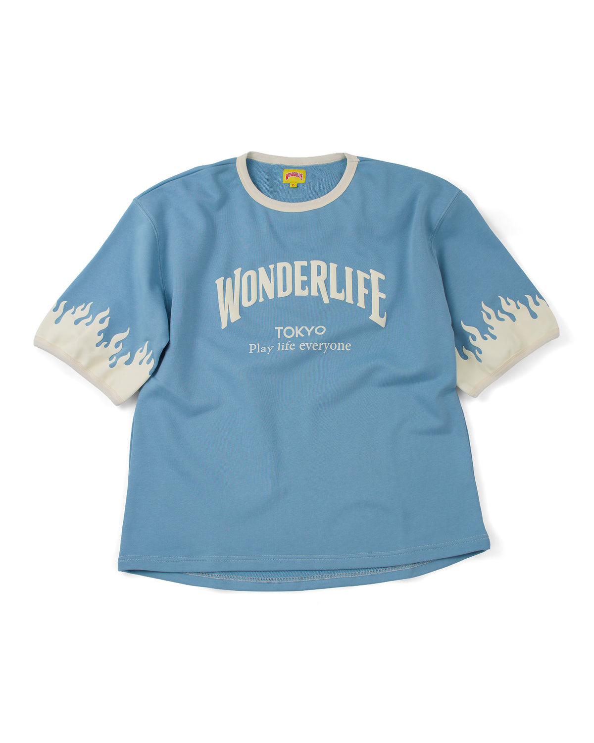 WONDER new logo T-shirt F（Vintage Blue × Ecru）