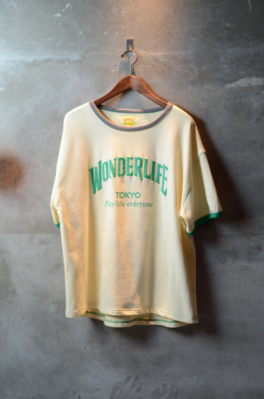 WONDER new logo T-shirt（クリーム×エメラルド）