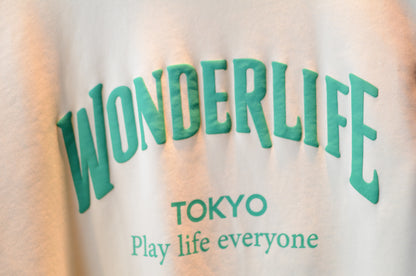 WONDER new logo T-shirt（クリーム×エメラルド）