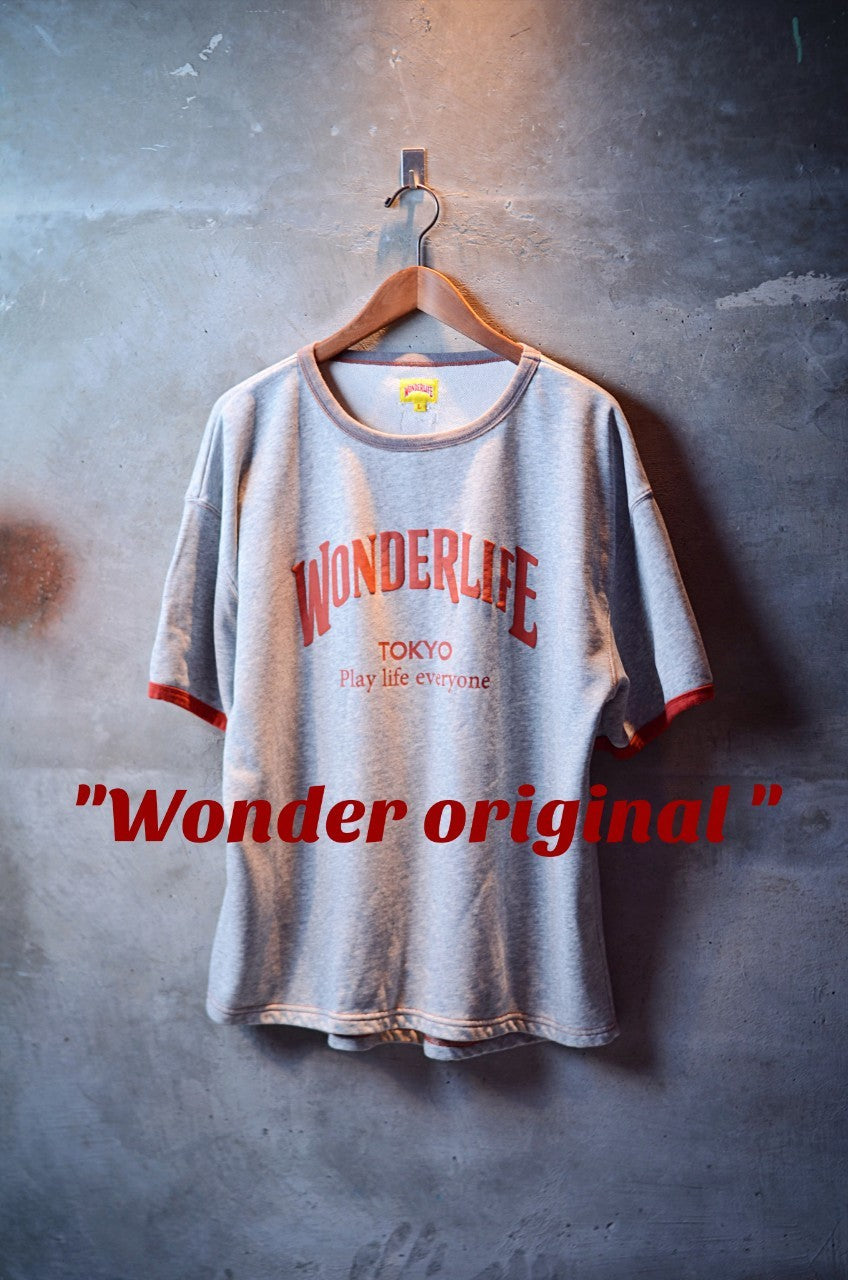 WONDER new logo T-shirt（グレー×ヴァーミリオン）