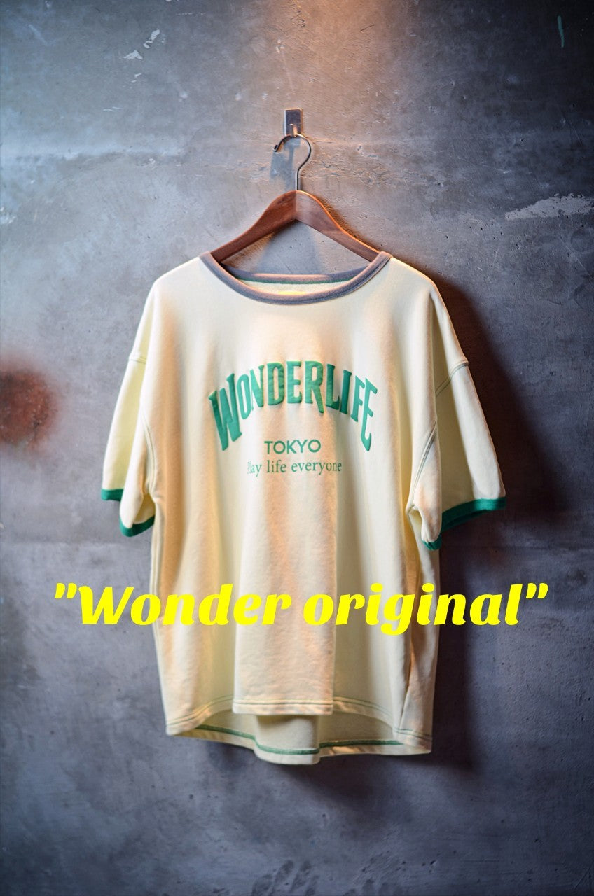 WONDER new logo T-shirt（クリーム×エメラルド）