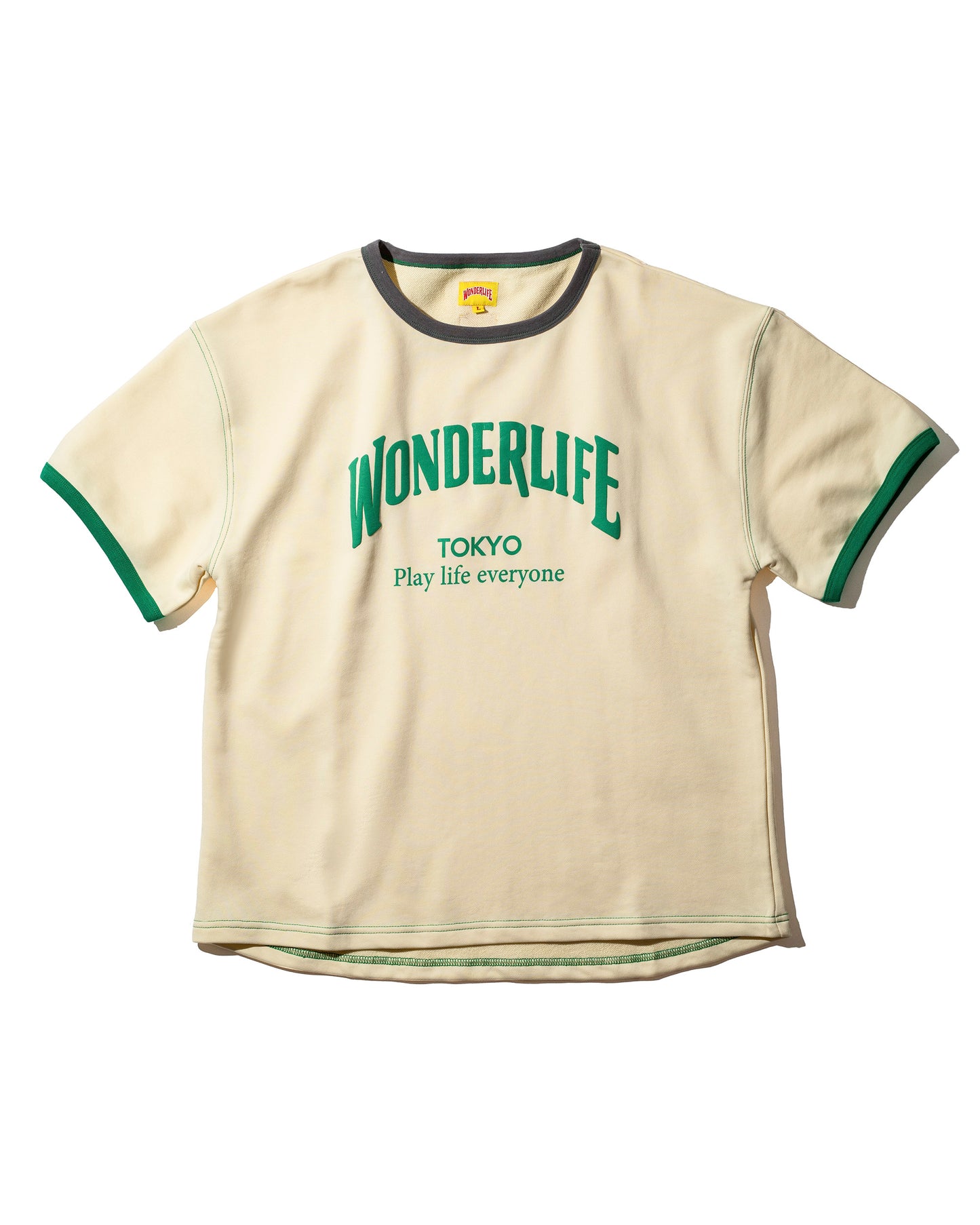 WONDER new logo T-shirt（クリーム×エメラルド）