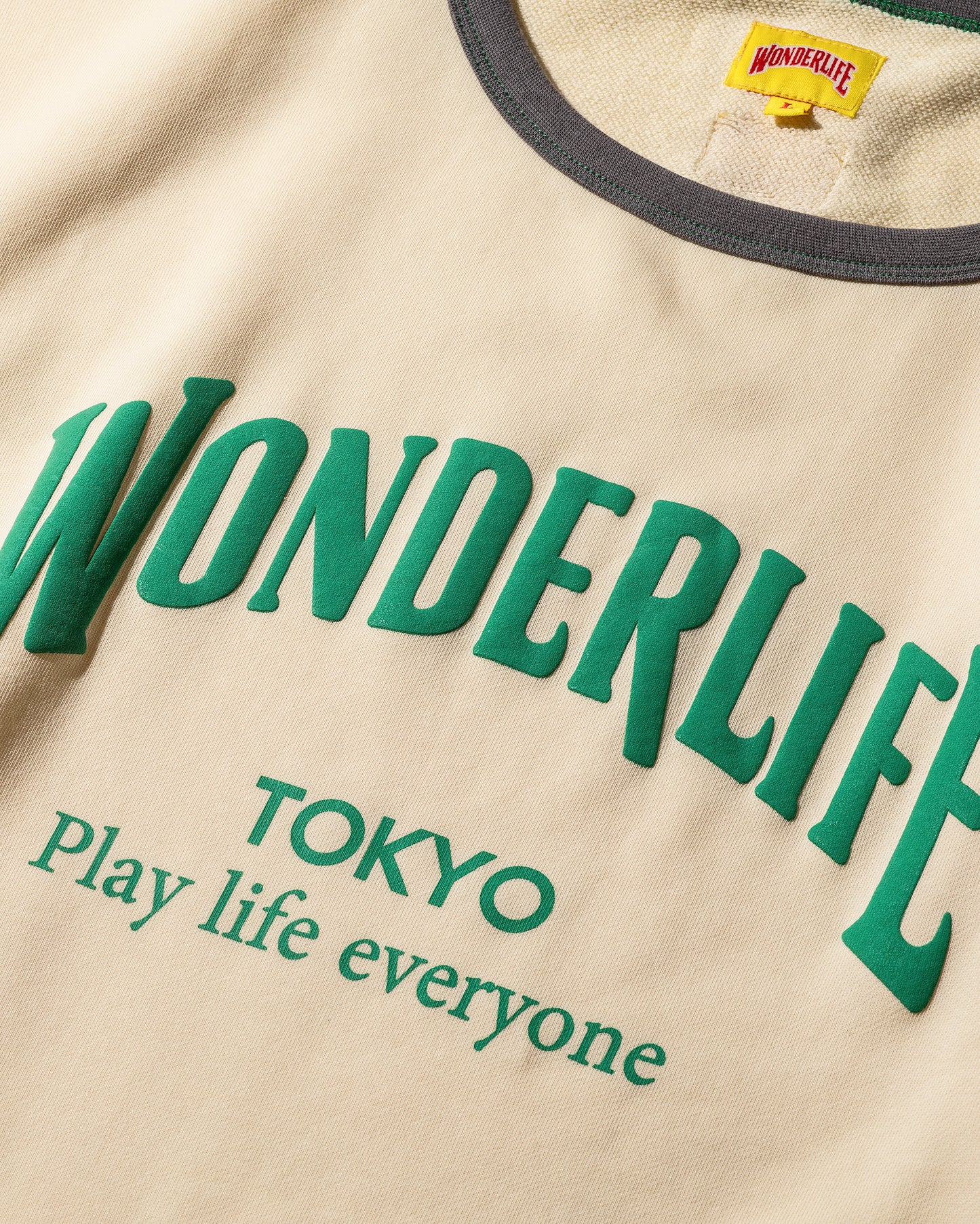 WONDER new logo T-shirt（クリーム×エメラルド）